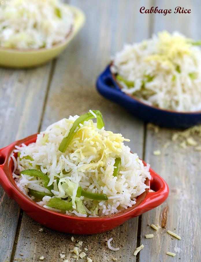 Cabbage Rice (  Microwave Recipe) | Tarla Dalal