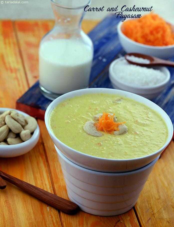 Carrot and Cashewnut Payasam, Protein Rich Recipe | Tarla Dalal