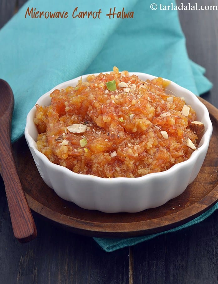 Microwave carrot halwa recipe | microwave gajar ka halwa | quick | | Tarla Dalal