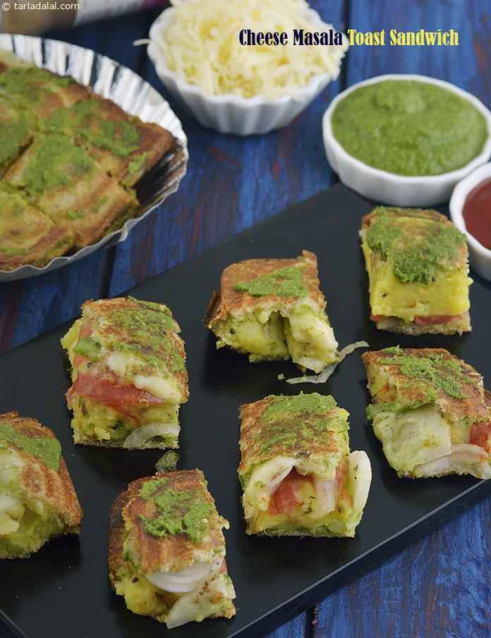 Cheese masala toast sandwich recipe | spicy masala toast | masala cheese toast sandwich | Mumbai cheese masala toast sandwich | Tarla Dalal