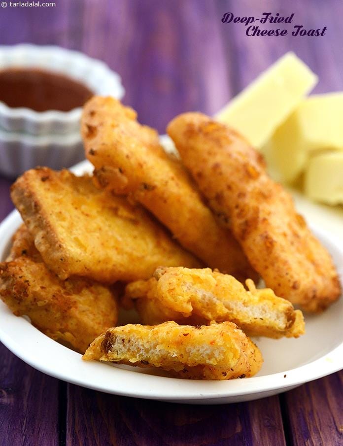 Deep- Fried Cheese Toast | Tarla Dalal