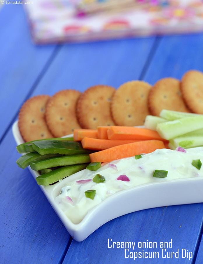 Creamy Onion and Capsicum Curd Dip | Tarla Dalal