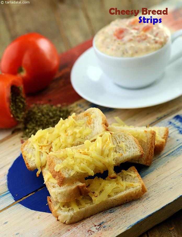 Cheesy Bread Strips | Tarla Dalal