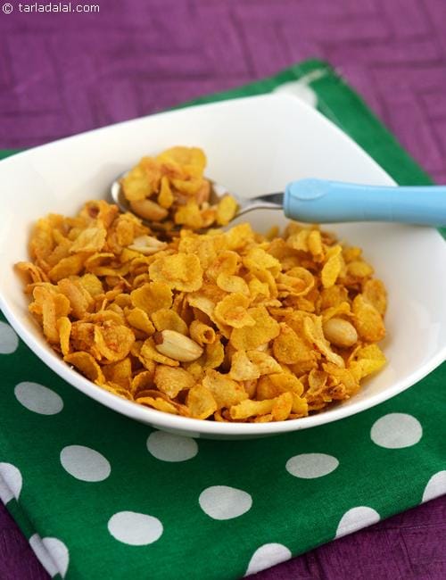 Cheesy Cornflakes ( Microwave Recipes) | Tarla Dalal