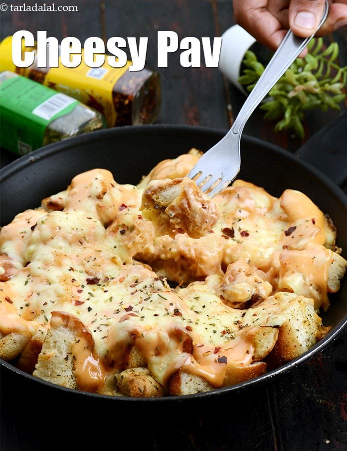 Cheesy pav recipe | cheese pav without oven | creamy cheesy pav | | Tarla Dalal