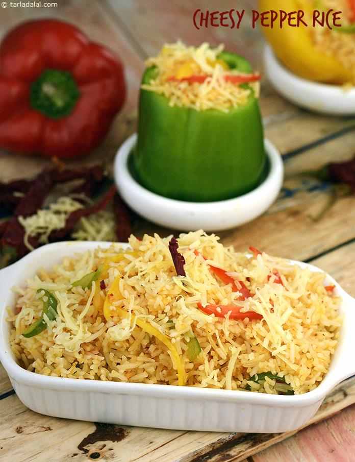 Cheesy Pepper Rice ( Jain International Recipe) | Tarla Dalal
