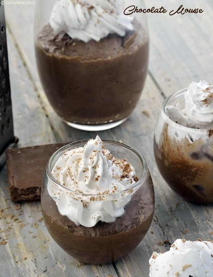 Chocolate Mousse, Eggless Chocolate Mousse | Tarla Dalal