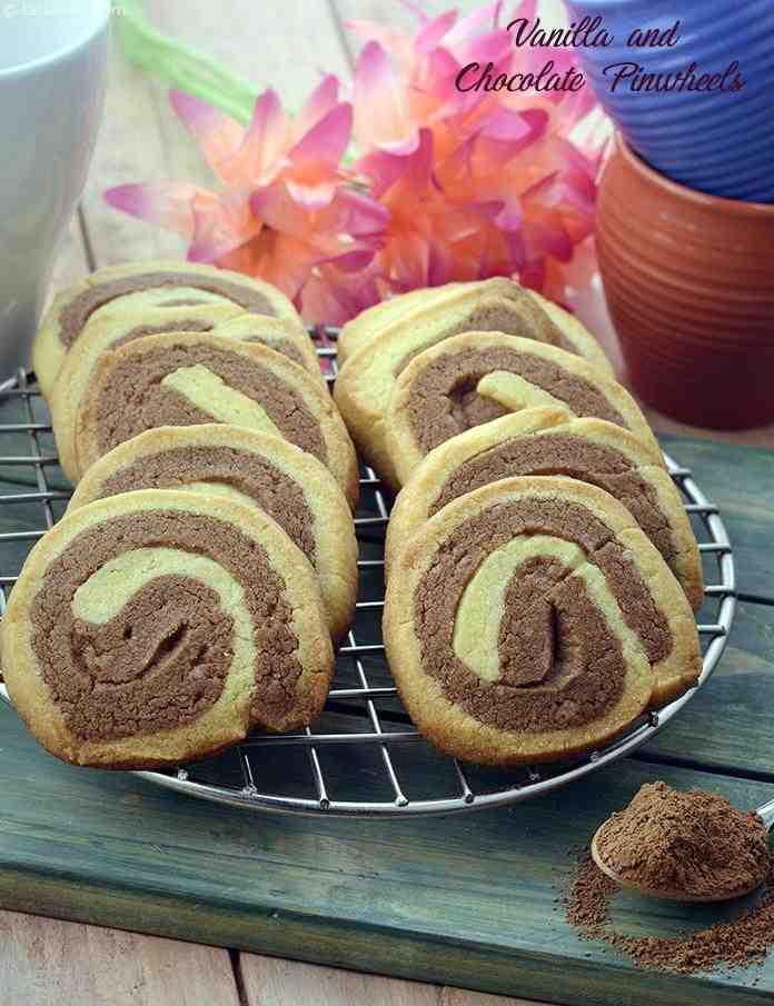 Vanilla and Chocolate Pinwheels | Tarla Dalal