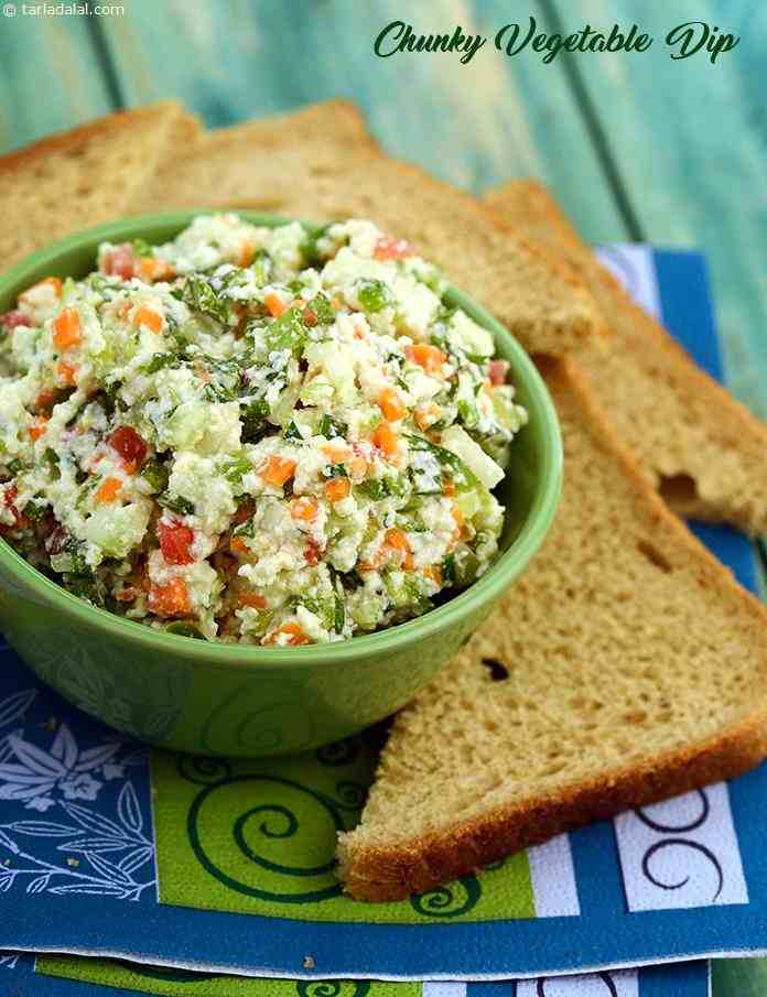 Chunky Vegetable Dip ( Kebabs and Tikkis Recipes) | Tarla Dalal