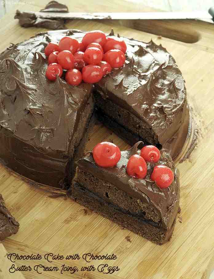 Chocolate Cake with Chocolate Butter Cream Icing with eggs | Indian-style Chocolate Cake with Chocolate Butter Cream Icing | | Tarla Dalal