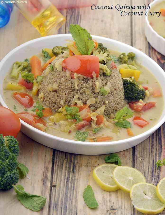 Coconut Quinoa with Coconut Curry | Tarla Dalal