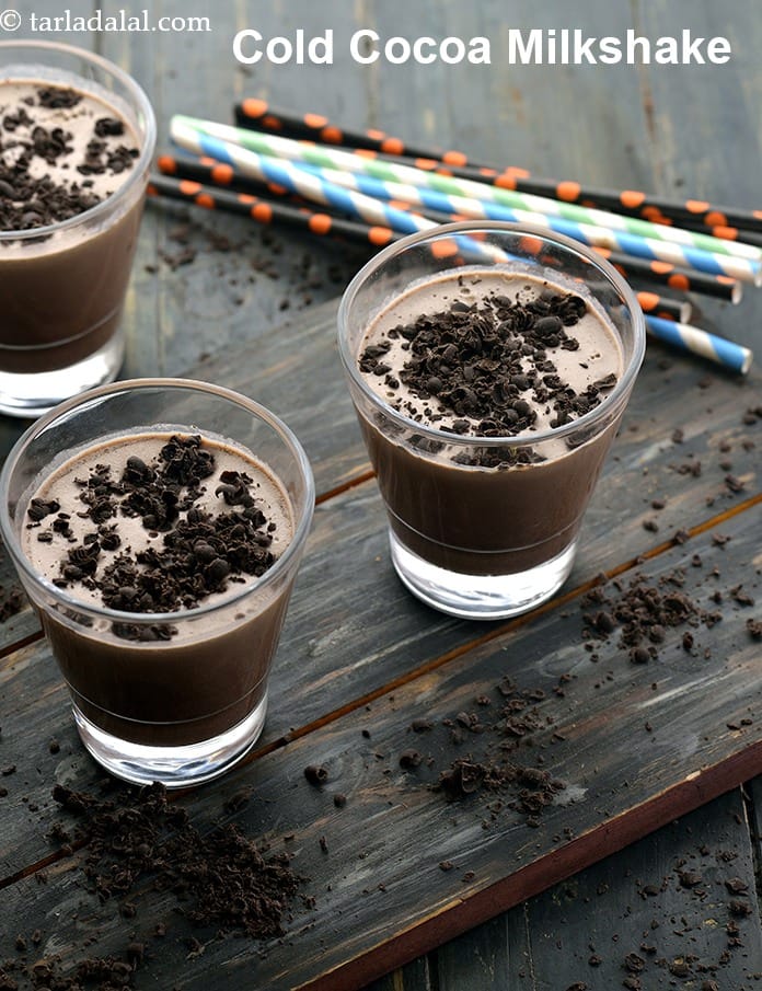 Cold cocoa milkshake | cocoa chocolate milkshake | cocoa smoothie | | Tarla Dalal