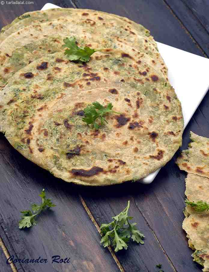 Coriander roti recipe | Jain kothmir roti | hara dhania roti | coriander masala chapati | | Tarla Dalal