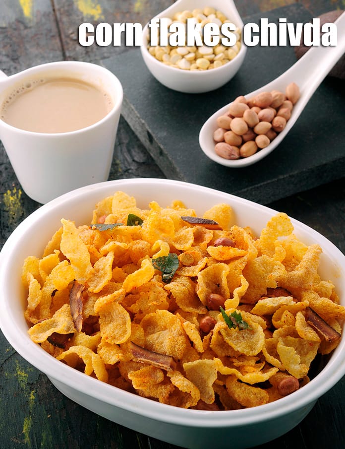 Corn flakes chivda recipe | cornflakes chivda for Diwali | dry snacks for tiffin | corn chivda jar snack | Indian makai chivda jar snack | | Tarla Dalal
