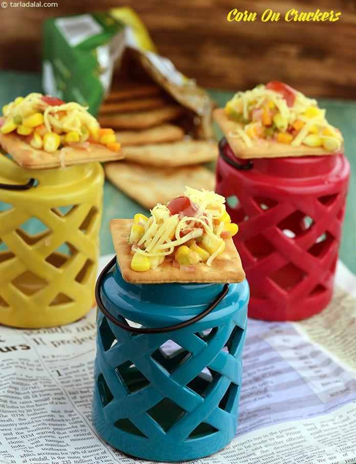 Corn On Crackers | Tarla Dalal