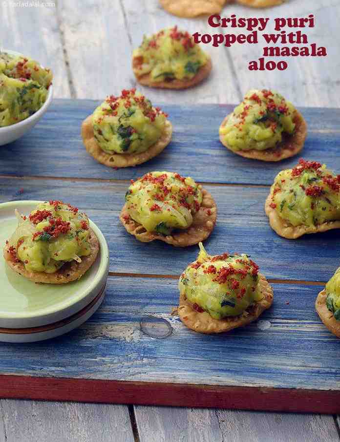 Crispy Puri Topped with Masala Aloo | Tarla Dalal