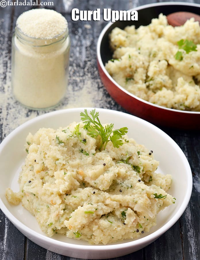 Curd upma recipe | curd rava upma | breakfast recipe | thayir upma | | Tarla Dalal