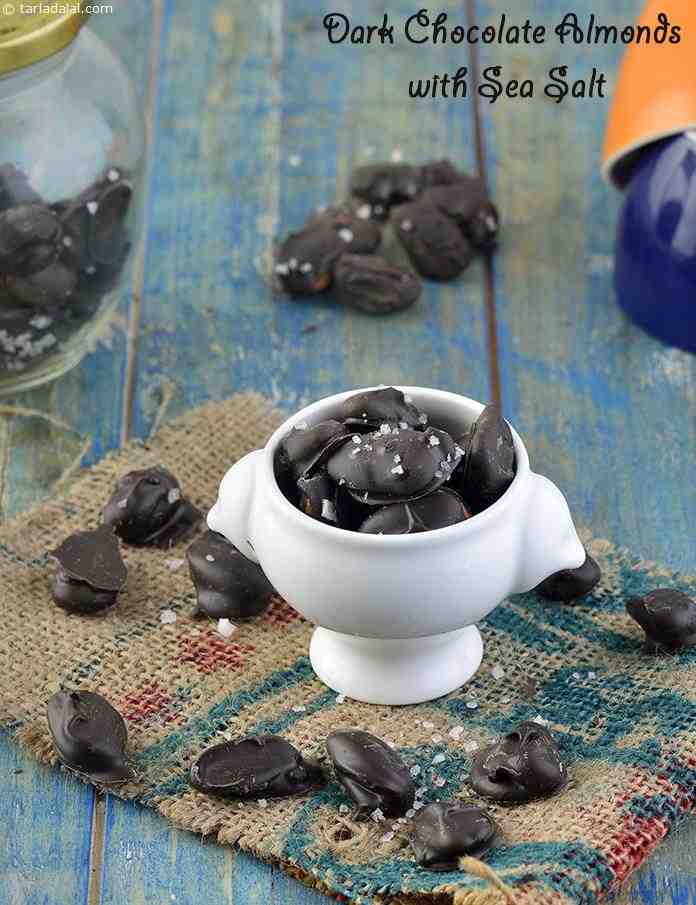 Dark Chocolate Almonds with Sea Salt | Tarla Dalal