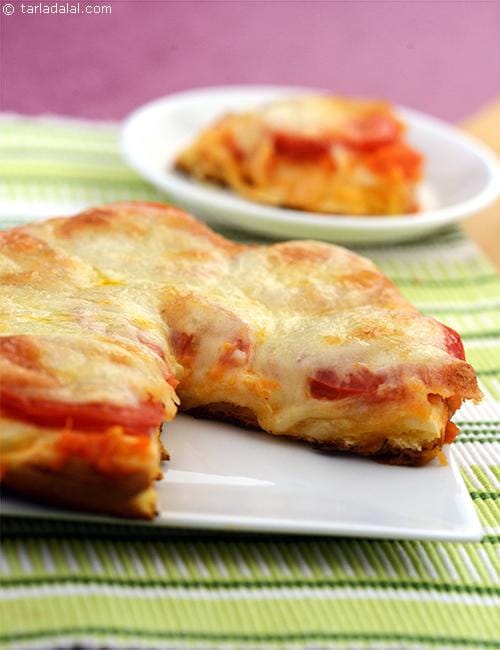Deep Dish Tomato Cheese Delight | Tarla Dalal
