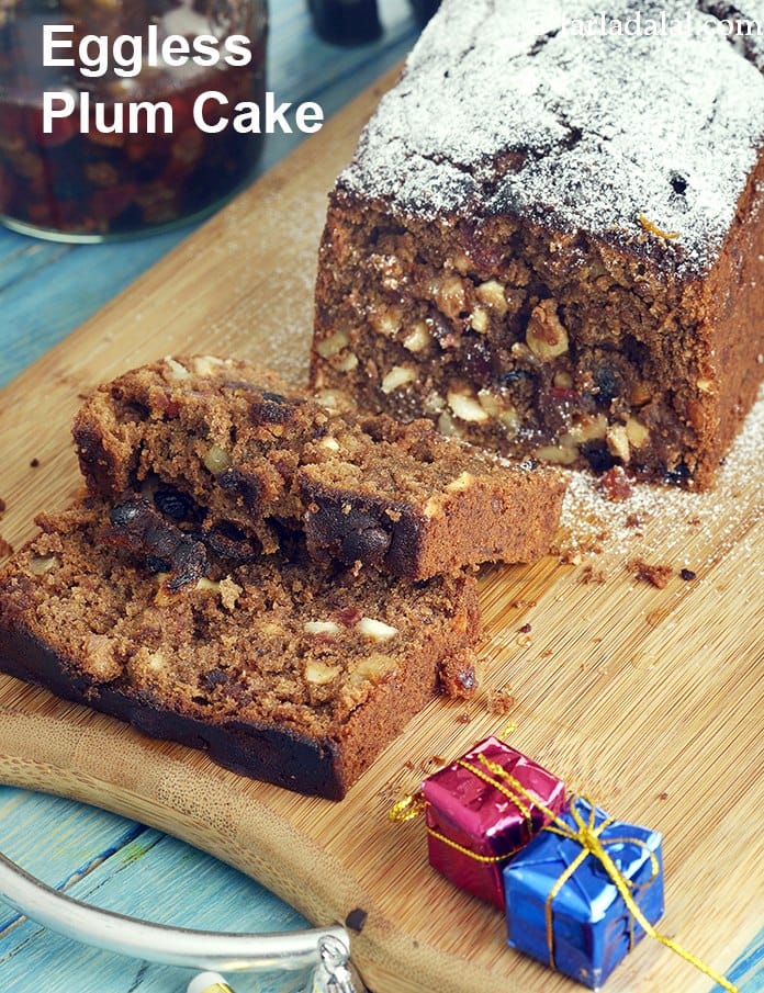 Plum cake recipe | Christmas eggless plum cake | X mas rum and raisin cake | fruit cake | | Tarla Dalal