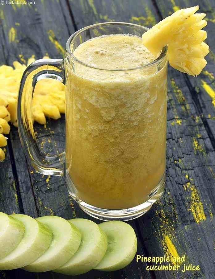 Fresh Complexion Express, Pineapple and Cucumber Juice | Tarla Dalal