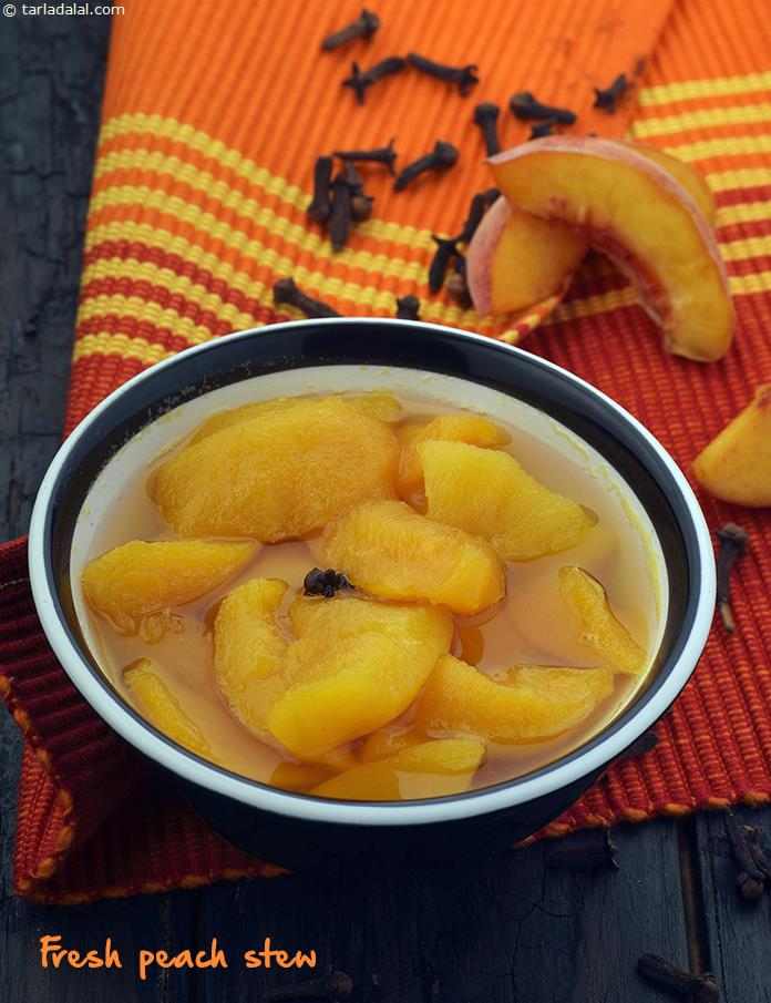 Fresh Peach Stew, Microwave Peach Stew | Tarla Dalal