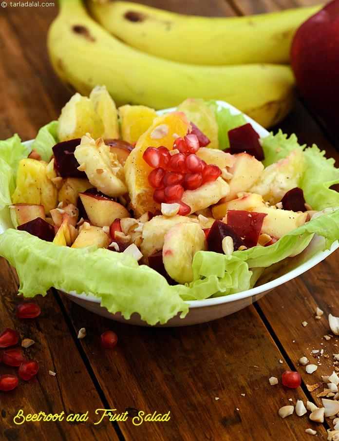 Beetroot And Fruit Salad Recipe (Vegetarian Recipes) | Tarla Dalal
