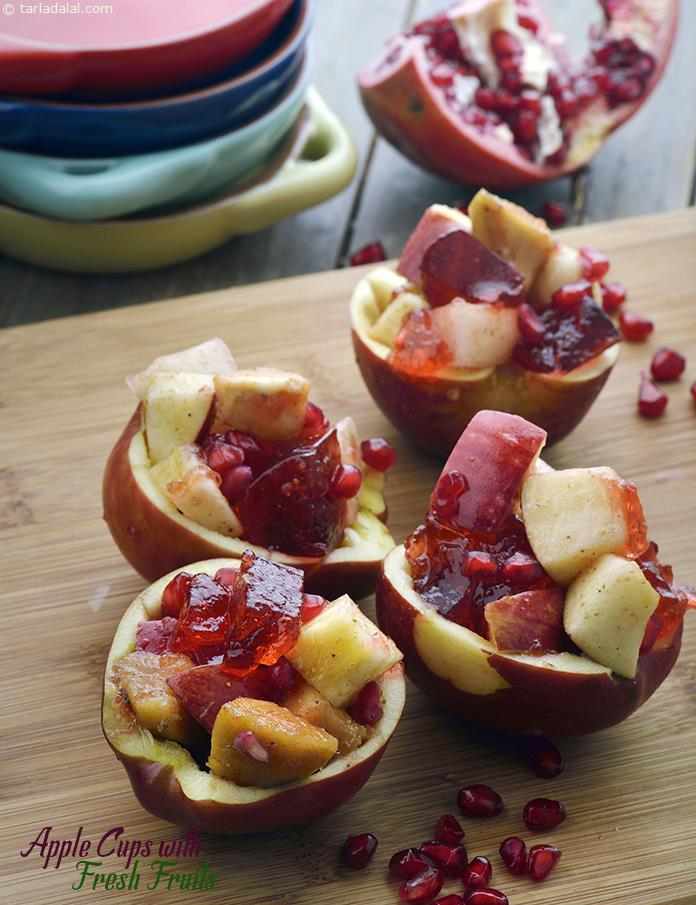 Apple Cups With Fresh Fruits Recipe (Childrens Recipes) | Tarla Dalal