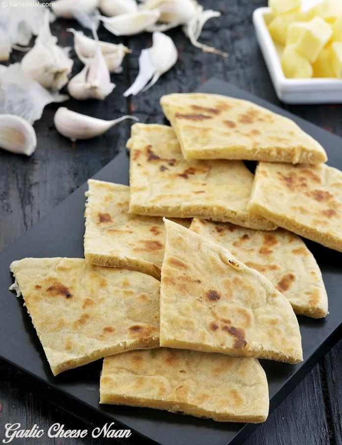 Garlic Cheese Naan, Tava Naan Without Yeast | Tarla Dalal