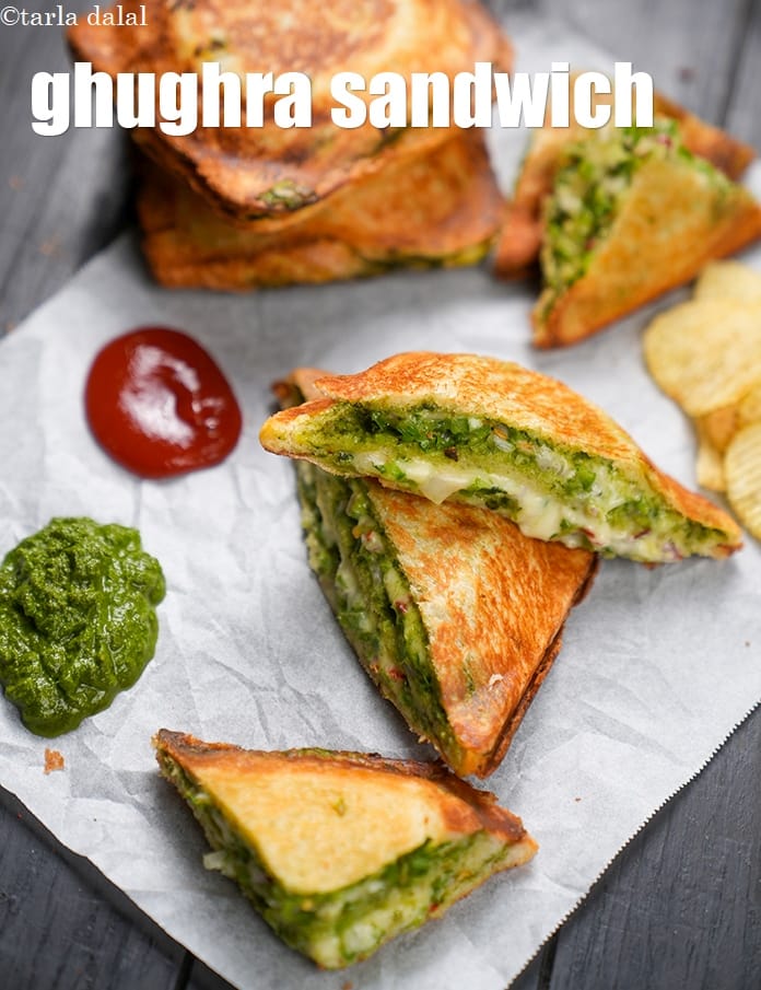 Ghughra sandwich recipe | Ahmedabad street style ghughra sandwich | Double cheese sandwich | | Tarla Dalal