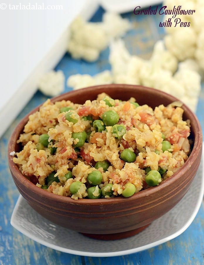 Cauliflower peas sabzi recipe | healthy green peas, tomatoes and cauliflower vegetable | | Tarla Dalal