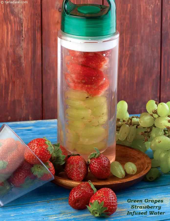 Green Grapes Strawberry Infused Water | Tarla Dalal