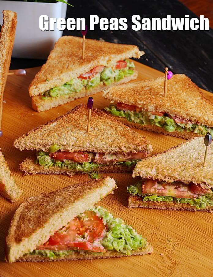 Green peas sandwich recipe | Indian style matar sandwich | healthy green pea sandwich | | Tarla Dalal