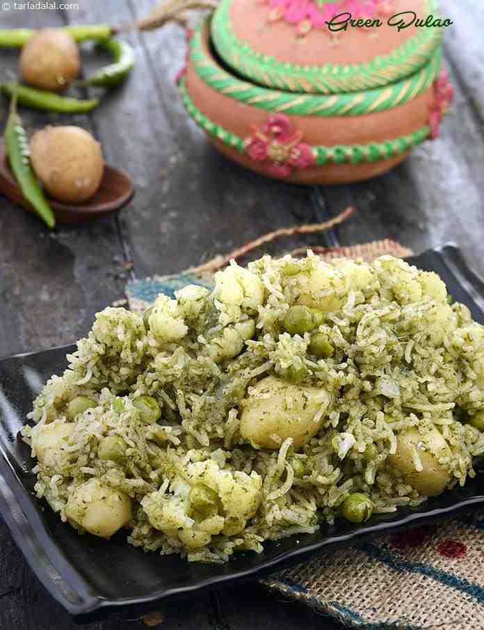 Green Pulao, Microwave Recipe | Tarla Dalal