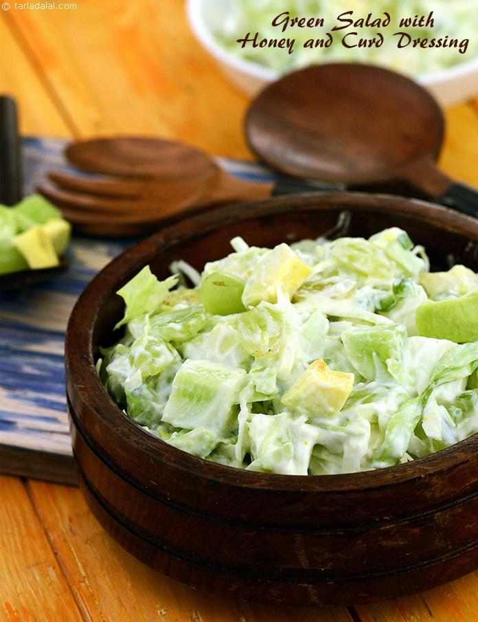 Green Salad with Honey and Curd Dressing | Tarla Dalal