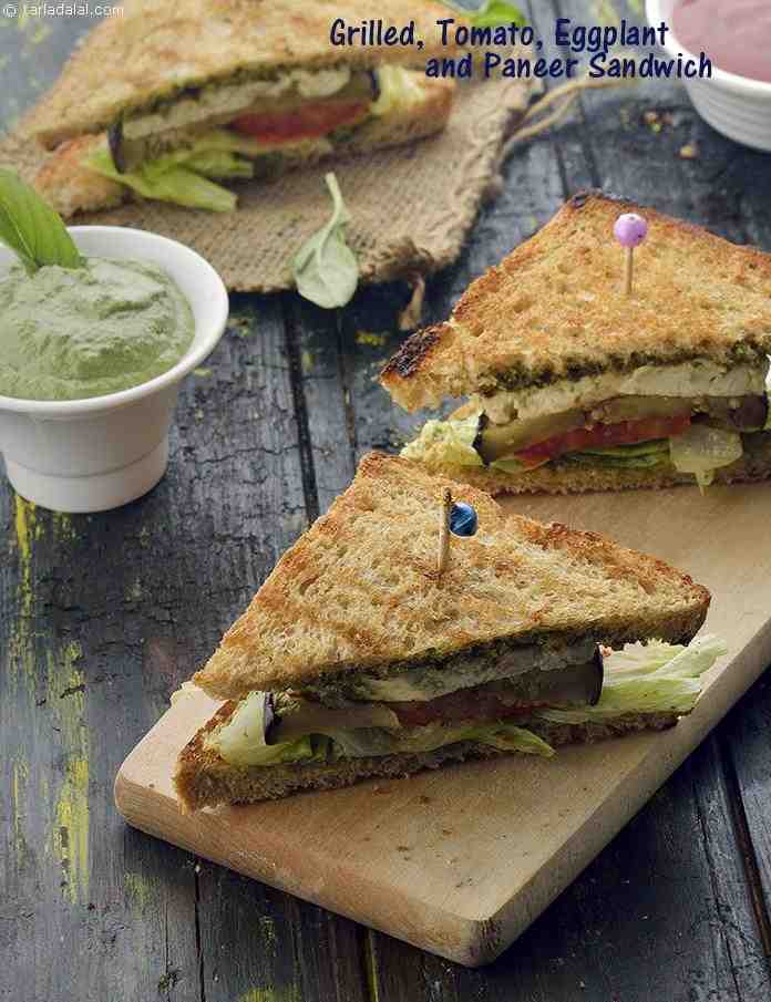 Grilled, Tomato, Eggplant and Paneer Sandwich | Tarla Dalal