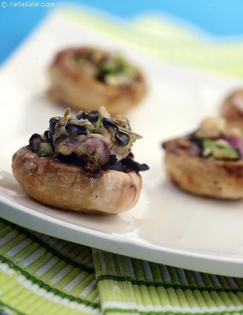 Grilled Mediterranean Mushrooms | Tarla Dalal