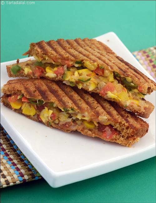 Grilled Vegetable Toast recipe, Vegetarian Recipes | Tarla Dalal