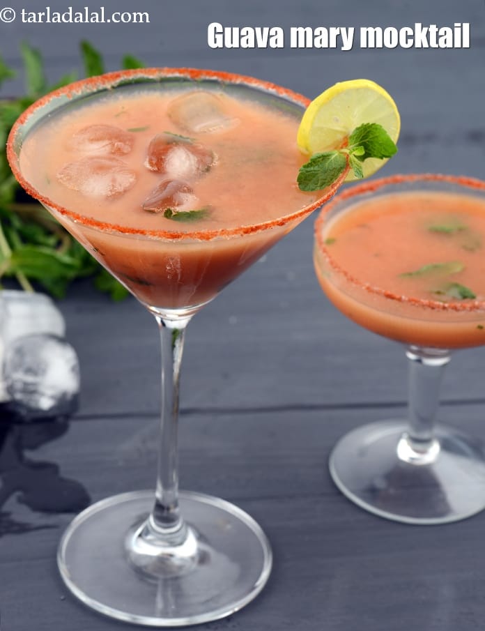 Guava Mary Mocktail Recipe (Spicy Guava Margarita) | Tarla Dalal