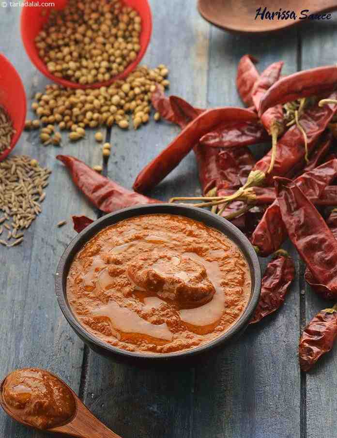 Harissa Sauce, Spicy Red Chilli Sauce | Tarla Dalal