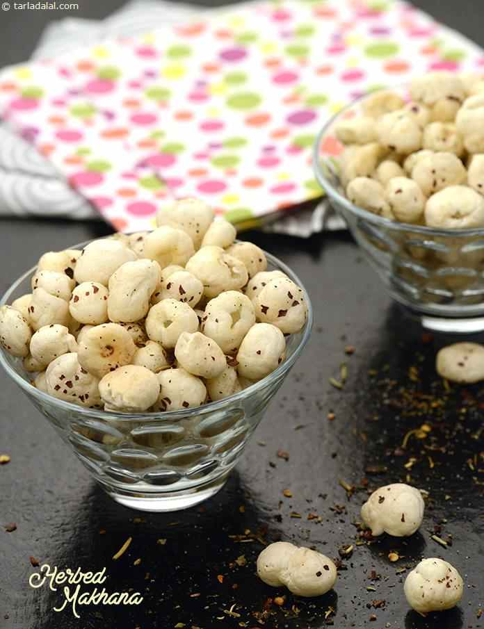 Herbed Makhanas ( Tiffin Treats) Recipe | Tarla Dalal