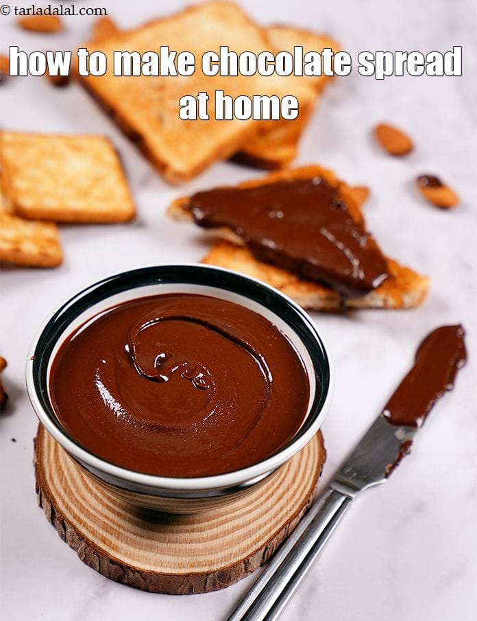Chocolate spread recipe | homemade almond chocolate spread | chocolate almond spread | | Tarla Dalal