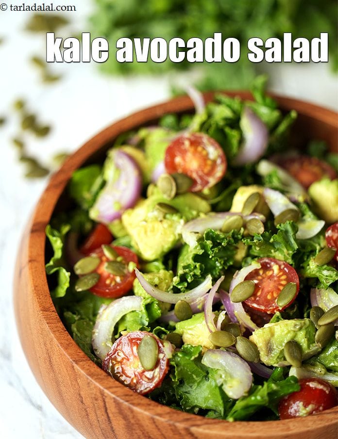 Kale And Avocado Healthy Salad Recipe | Tarla Dalal