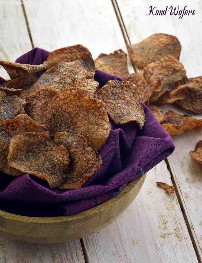 Kand wafers recipe | kand chips | purple yam chips for vrat upvas | salted kand wafer | Tarla Dalal