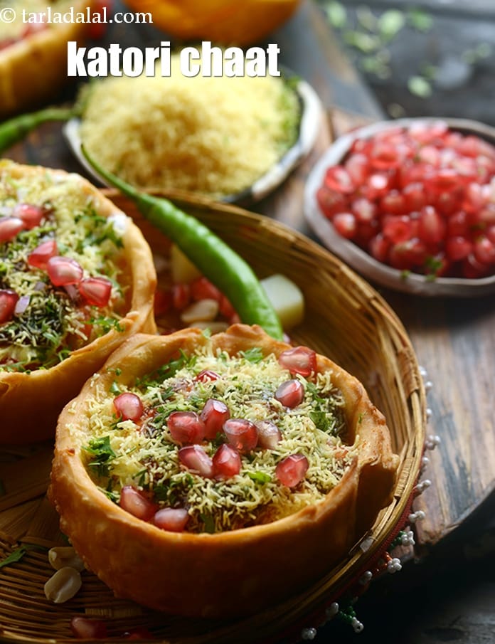 Katori chaat recipe | Indian tokri chaat | aloo tokri chaat | potato basket chaat | | Tarla Dalal