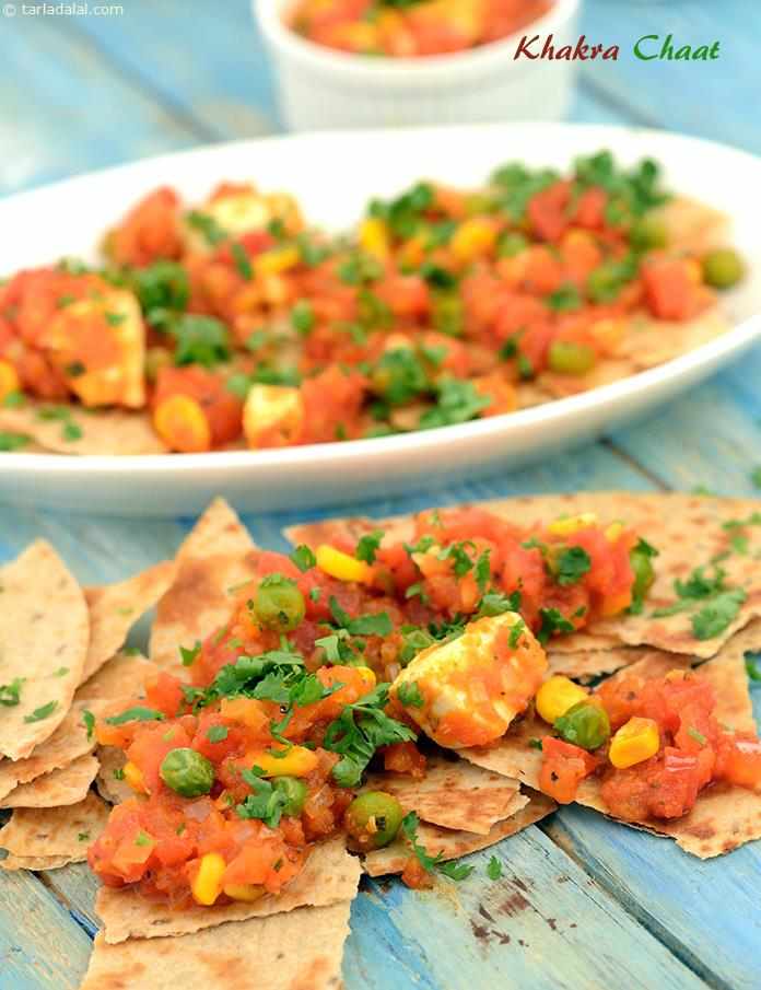 Khakhra Chaat Recipe (Khakhra Chaat In 5 Minutes) | Tarla Dalal