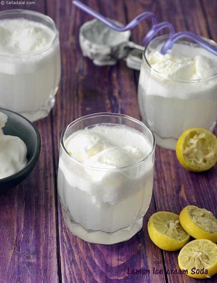 Lemon Ice- Cream Soda | Tarla Dalal