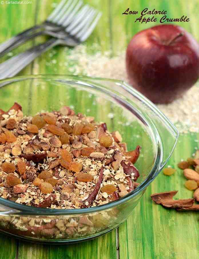 Low calorie apple crumble recipe | low calorie baked apple crisp | Indian style baked apple crumble | easy apple crumble | | Tarla Dalal