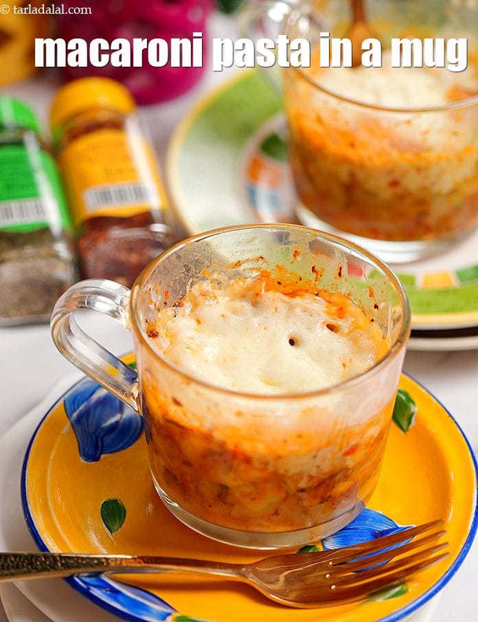 Macaroni pasta in a mug | easy pasta recipe | pasta in a mug | microwave pasta | | Tarla Dalal