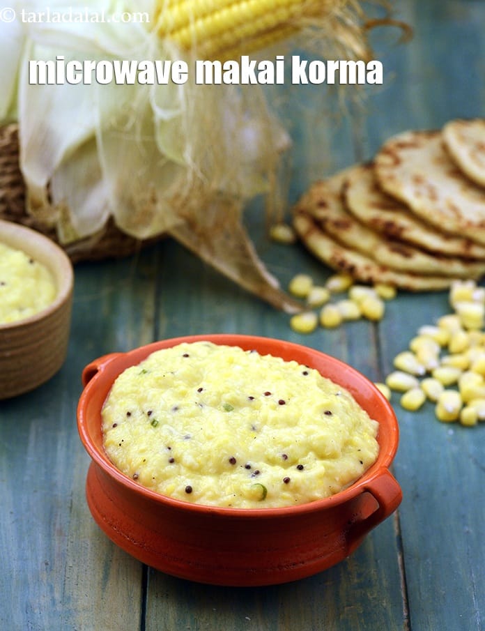 Microwave makai korma recipe | microwave corn kurma | quick Indian sweet corn korma | microwave makki korma | | Tarla Dalal